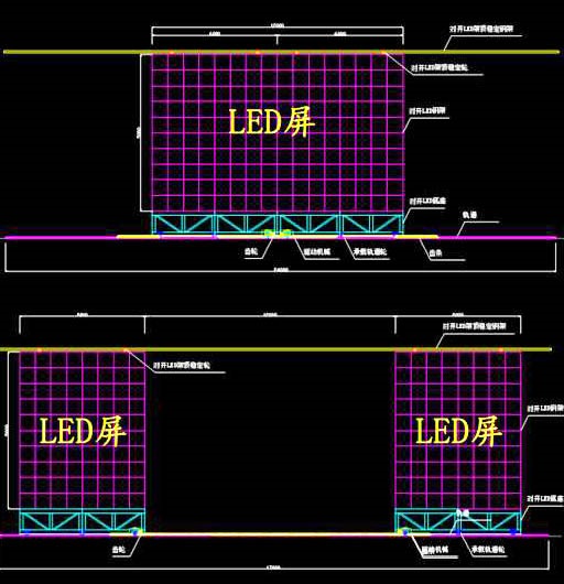威特姆光電舞臺(tái)開合式LED顯示屏設(shè)計(jì)結(jié)構(gòu)圖